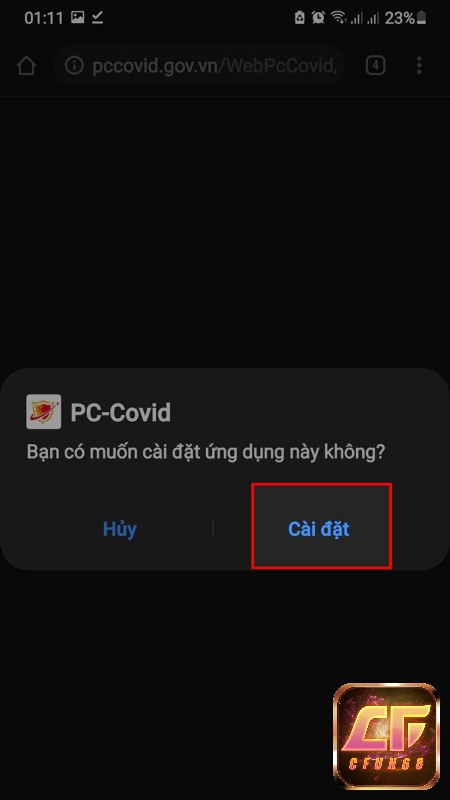 Nhấn cài đặt