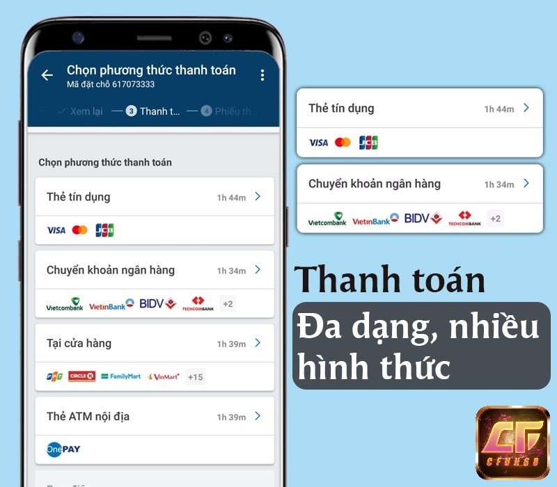 App hỗ trợ nhiều phương thức thanh toán đa dạng và tiện dụng
